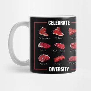 Funny Steak Celebrate Diversity Types of Steak Lovers Mug